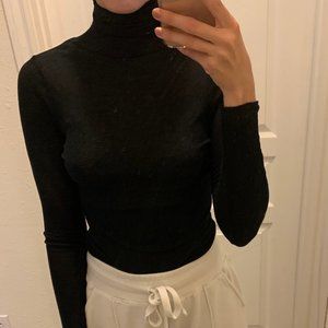 French Connection | Black Thin/Sheer Turtleneck